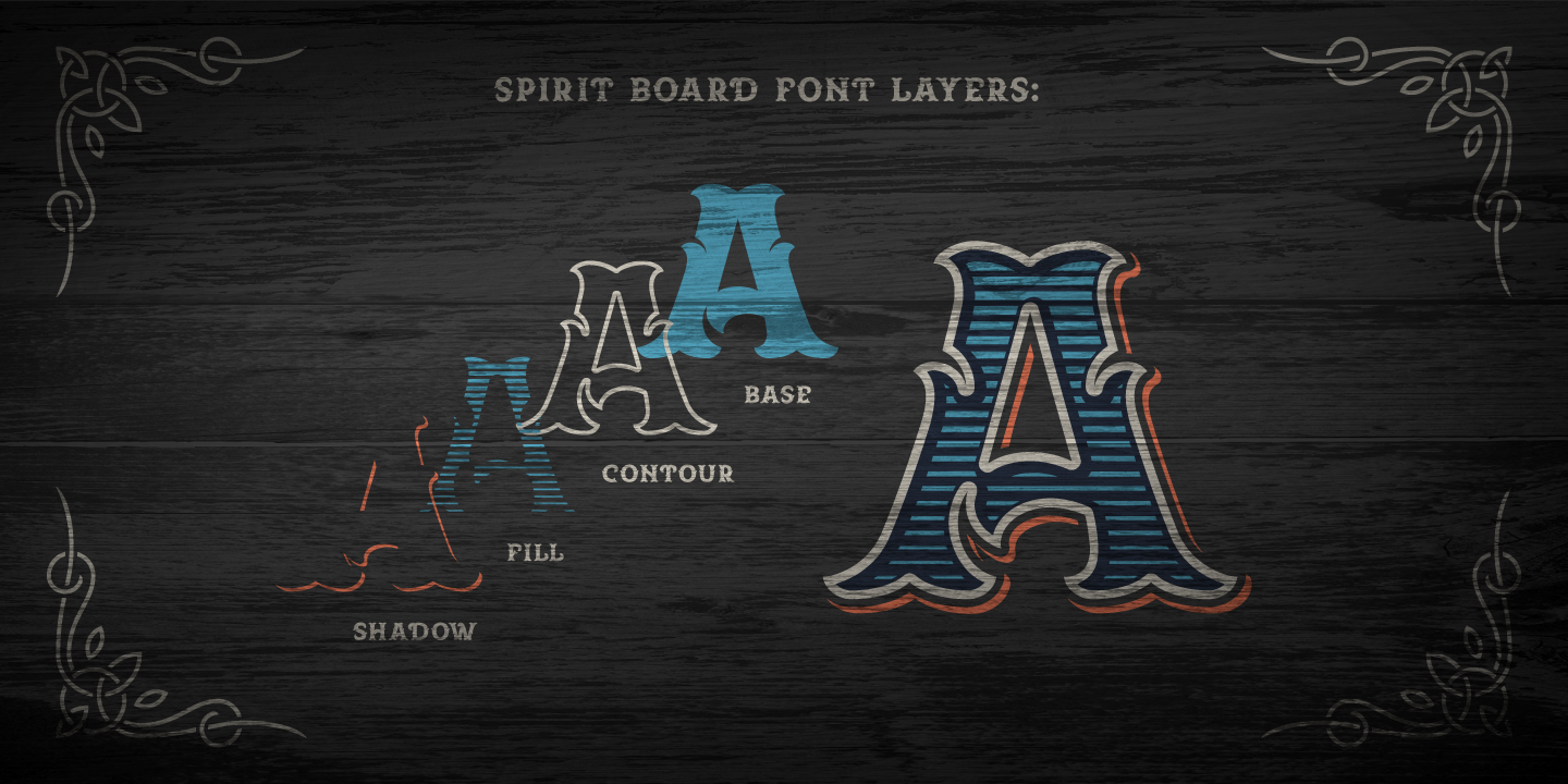 Beispiel einer Spirit Board Board Contour-Schriftart